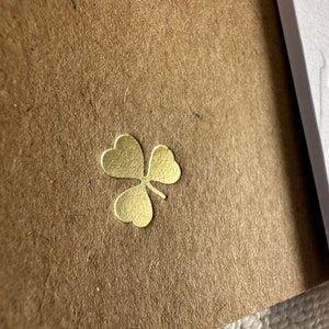 You are my lucky charm sparkle shamrock in gold foil over embossed flourish letterpress card with hot foiled clover love note image 3