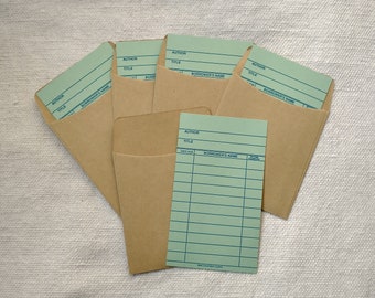 Library Card & Kraft Pocket Sets ~ personal library, wedding place cards, journals, any paper crafts you love! Choose green or white