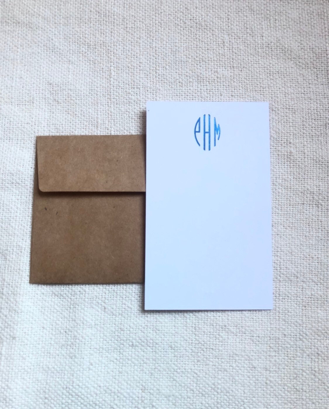 Personalized Oval Monogram in Foil Flat Note Card Set of 12 Handset ...