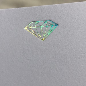 Shine Bright Diamond Letterpress foil card love note in holographic gold, opal or blue handset foiling for wedding, engagement, anniversary Holographic