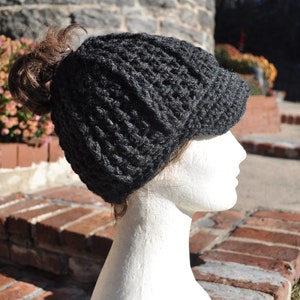 Crochet Hat Pattern Messy Bun Hat Pattern Ponytail Hat Pattern Crochet Hat with Brim image 5