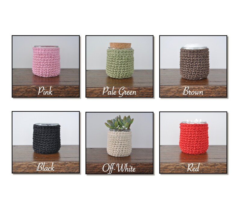 Glass Jar with Jute Twine Crochet Cozy Bathroom Accessory Farmhouse decor Housewarming Gift Upcycled Ecofriendly Q-Tips Succulents image 1
