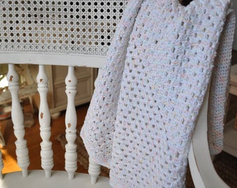 Pastel Crochet Baby Blanket - Cotton Granny Square Blanket - Baby Shower Gift - Baby Girl Gift