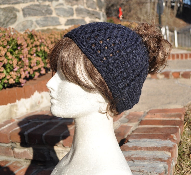 Crochet Hat Pattern Messy Bun Hat Pattern Ponytail Hat Pattern Crochet Hat with Brim image 9