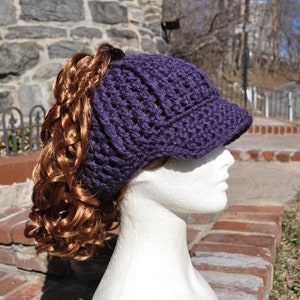 Crochet Hat Pattern Messy Bun Hat Pattern Ponytail Hat Pattern Crochet Hat with Brim image 8