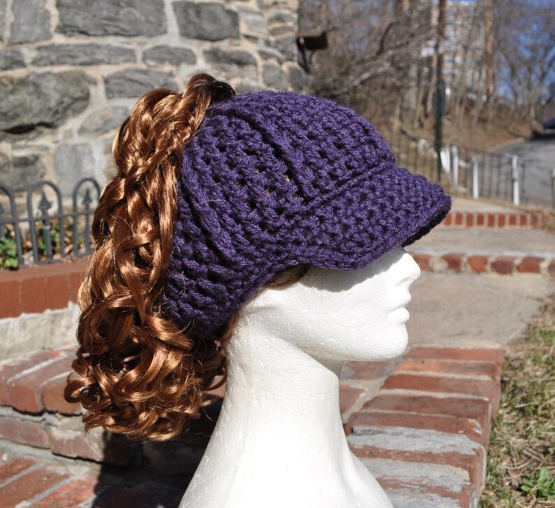 Crochet Hat Pattern Messy Bun Hat Pattern Ponytail Hat Pattern Crochet Hat with Brim image 8