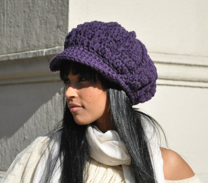 Pattern for Crochet Newsboy Hat Teen or Adult Hat With Brim - Etsy