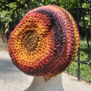 Crochet Slouchy Hat Unisex Crochet Hat Loose Fitting Unisex Multicolored Skullcap Striped Beanie Hat image 4