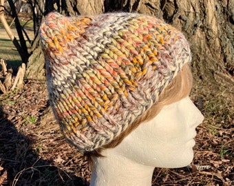 Multi-colored Knit Pussy Hat - Wool Acrylic Blend