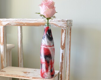 Wet Felted Cola Bottle - Repurposed, Upcycled, Merino Wool and Glass Bottle - OOAK