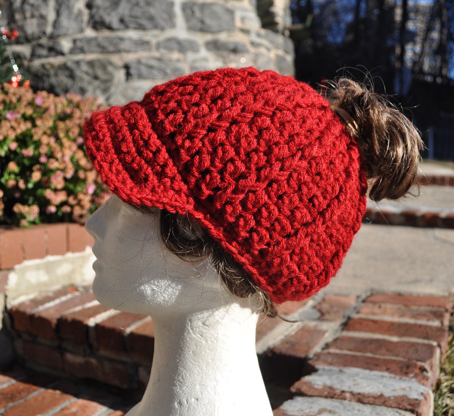 Crochet Hat Pattern - Messy Bun Hat Pattern - Ponytail Hat Pattern ...