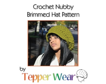 Pattern for my Crocheted Nubby Brimmed Newsboy Hat - Crochet Newsboy Hat Pattern