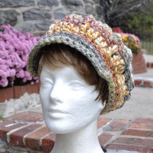 Multi-colored Newsboy Hat Crocheted Hat in Wool Acrylic - Etsy