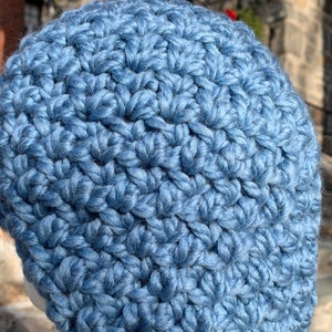 Blue Slouchy Hat, Women's Newsboy Hat, Crocheted Hat, Brimmed Hat in Wool Acrylic Blend Ready to ship image 5