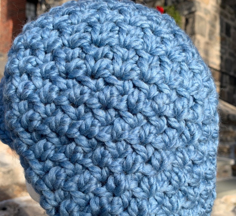 Blue Slouchy Hat, Women's Newsboy Hat, Crocheted Hat, Brimmed Hat in Wool Acrylic Blend Ready to ship image 5