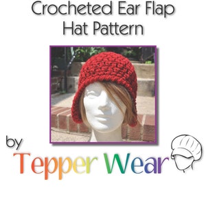 Crochet Earflap Hat Pattern - Crochet hat pattern for Womens Earflap Hat - Instant Download