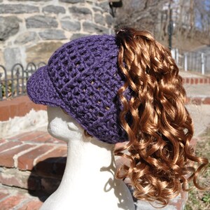 Crochet Hat Pattern Messy Bun Hat Pattern Ponytail Hat Pattern Crochet Hat with Brim image 2