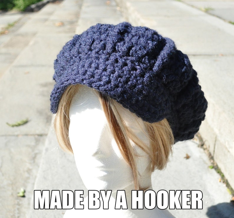Navy Blue Newsboy Hat Crocheted Women's Hat with Brim Winter and Fall Accessories Navy Blue Hat Bild 1