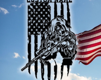 Personalized US Sniper Metal Wall Art Decor, Custom Sniper Rifle Metal Wall Art, Soldier Decoration For Home, Veteran Sign, Retirement gift
