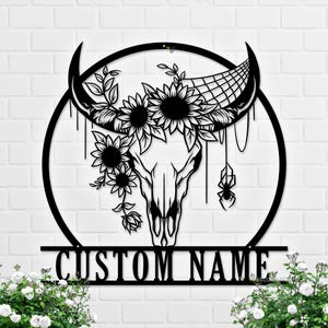 Custom Cow skull wall decor, texas long horn skull decor, Cow skull metal sign, cow skull decor, animal skull sign, Halloween Decoration