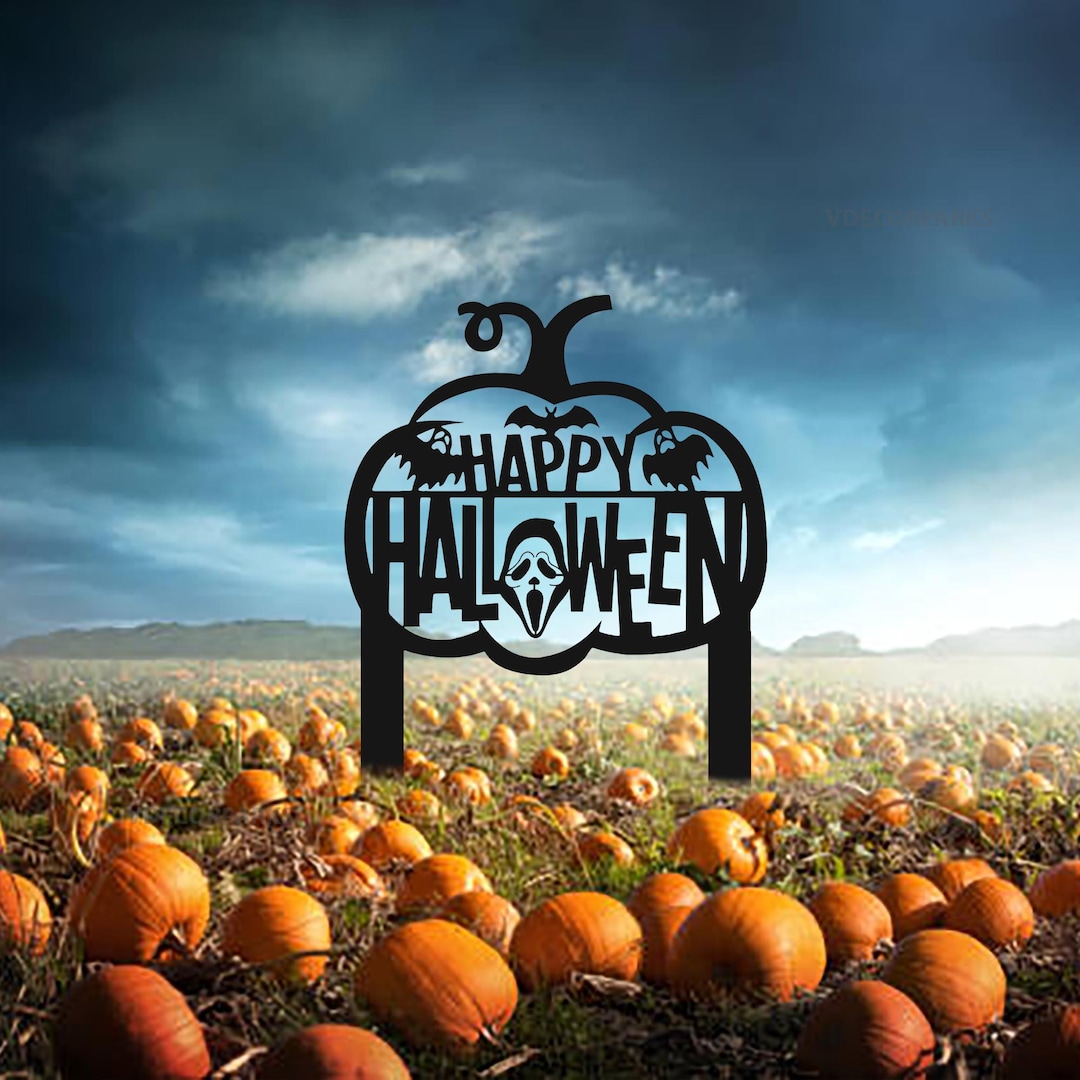 Halloween Metal Yard Stake With Pumpkin and Ghosts, Halloween Garden ...