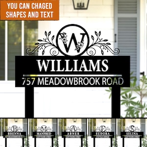 Custom Address Sign with Monogram, Personalized Metal House Number, Gift for family, Elegant Address Sign,Outdoor Address Stake,Address yard