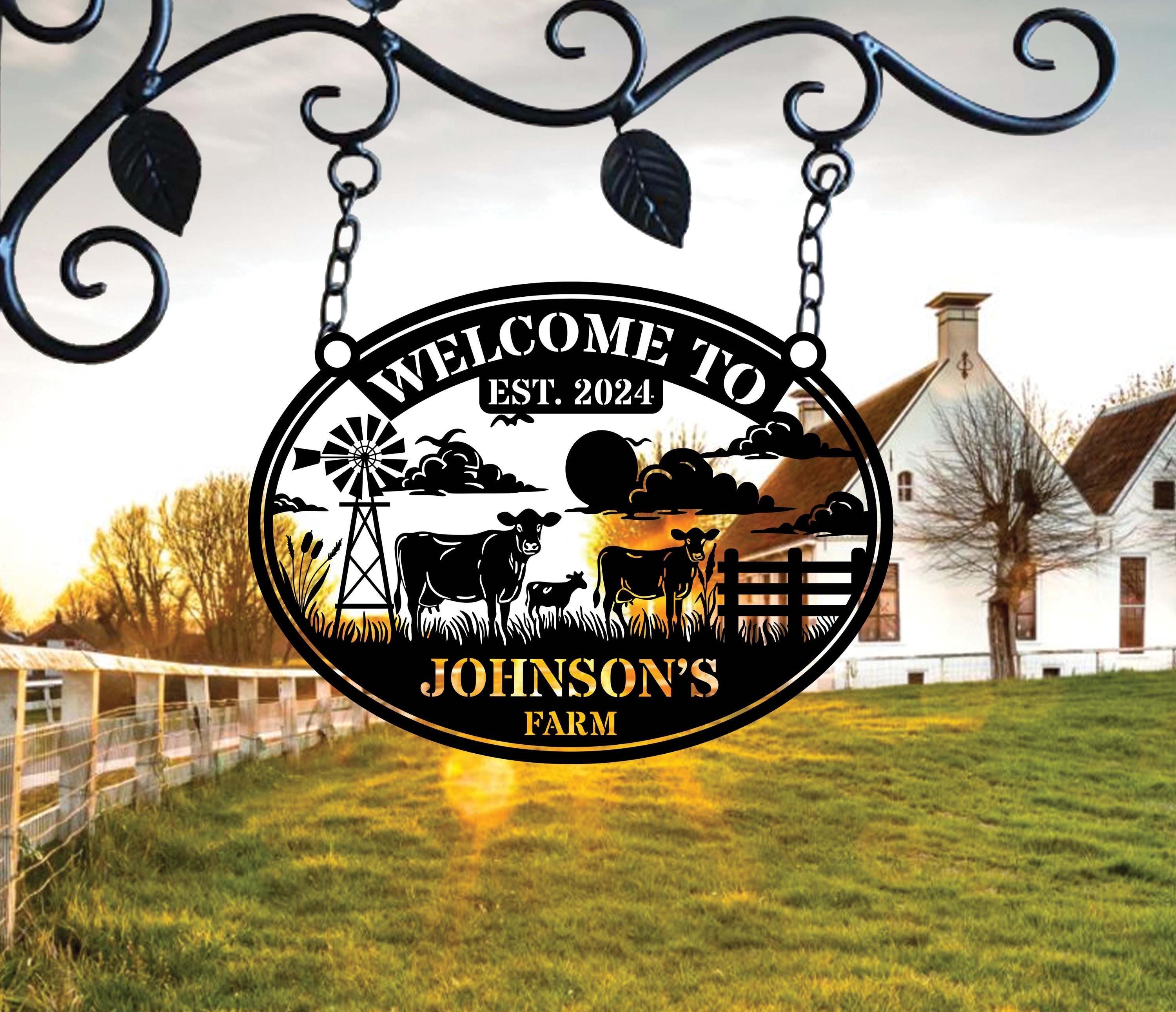 Personalized Cow Cattle Metal, Cow Metal Sign, Custom Farm Sign, Cow Ranch Decor, Cow Farmhouse Decor, Ranch Sign,Gift For Farmer,Home Decor