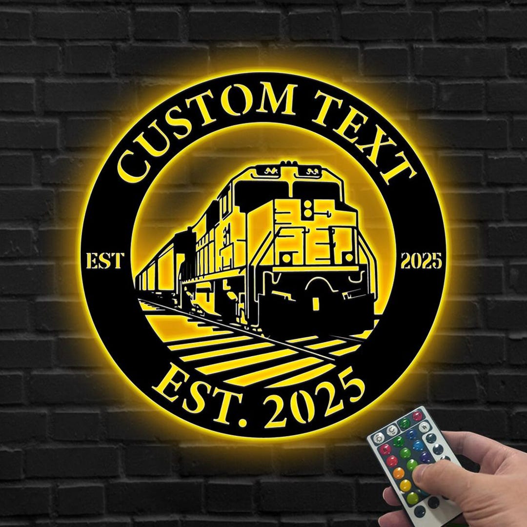 Custom Rail Signs Custom Train LED Sign, Personalized Locomotive Wall, Train Lover Gift ...