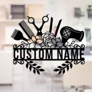 Custom Barber Shop Metal, Barbershop Shop Gift, Hairdresser Name Sign, Custom Hair Salon Sign, Hair Stylist Sign, Barber Gift, Birthday Gift