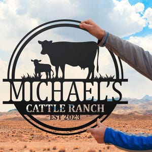 Personalized Cow Farm Metal Sign, Cow and Calf Metal Sign, Cow Ranch Sign, Farm Metal sign, Farmhouse decor, Farm Cow Sign, Gift for farmer