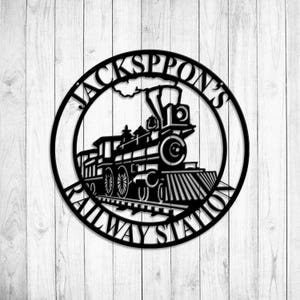 Custom Train Sign, Train Metal Sign, Personalized Train Metal Wall Art, Railroad Sign, Railway Sign, Train Room, Train Decor,Train Name Sign