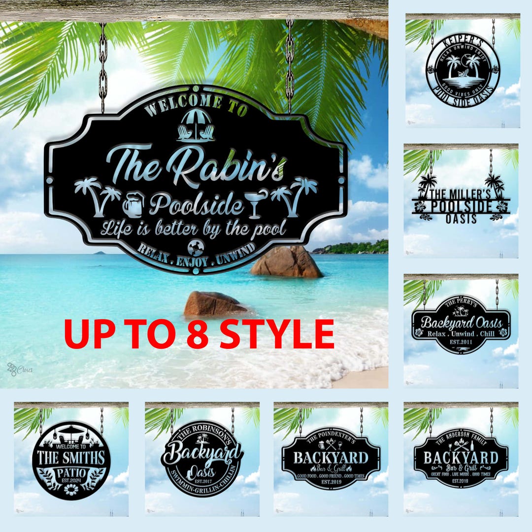 Custom Backyard Oasis Sign, Personalized Backyard Sign, Gift for Beach ...