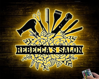 Personalized Hairdresser Metal Sign LED Lights, Custom Hairdresser Name Sign, Hair Salon Metal Sign,Hair Stylist Sign,Barber Shop Wall Decor