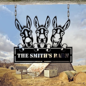 Personalized Donkey Sign, Funny Donkey Barn Sign, Barn Decor with Name, Farm Animal, Donkey Barn Metal, Funny Donkey Farm Wall,Gift for farm
