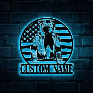 Personalized US Bomb Disposal Metal Wall Art LED Light, Custom Bomb Squad Name Wall Decor Bomb Disposal Metal Sign, Bomb Team Home Decor Dad
