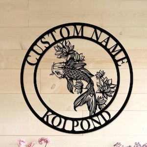 Personalized Koi Pond Metal Sign, Custom Japanese Fish Wall Art,Outdoor Zen Garden Decor,Koi Fish Decor,Fish Pond Decor,Home Decor Dad Gifts