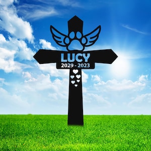 Dog Memorial Cross, Custom Pet Memorial Stake, Memorial Cross for Pet Grave, Pet Cross Stake, Dog Grave Marker, Dog Cat Loss Gift, Pet Loss