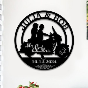 Personalized Biker Couple Metal Sign, Custom Motorcycle Rider Wall Art For Decor,Wedding Gift Motorcylce,Biker Couple Gift, Anniversary Gift