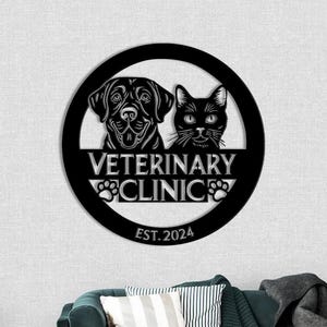 Custom Veterinarian Metal Wall Art, Vet Name Sign Metal, Dog Cat Clinic Metal Sign,Veterinary Clinic Decor, Vet Clinic Decoration Home Decor