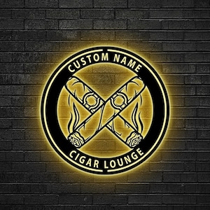 Custom Cigar Lounge Sign Led Light, Metal Wall Art for Smoker, Personalized Cigar Lounge, Neon Cigar Lounge Sign,Smoking room sign,Bar decor