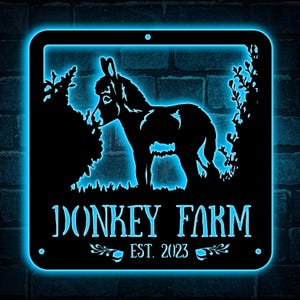 Custom Donkey Metal Sign, Donkey Wall Art, Personalized Donkey Farmhouse Name Sign, Donkey Farm Sign, Donkey Farm Decor, Donkey Lover Gift
