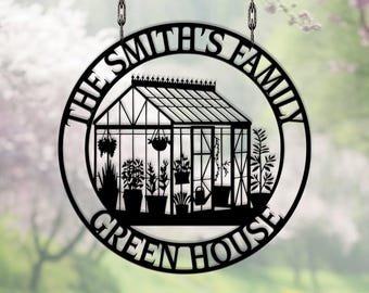 Custom Greenhouse Sign, Personalized Family Name Metal, Family Greenhouse Decor, Plant Lover, plant House sign, Family greenhouse, Mom Gift
