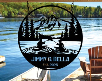 Custom Kayak Couple Metal Sign Wall Art, Lake House Sign For Couple, Kayak Couple Sign, Housewarming Gift For Newlywed, Valentines Day Gifts