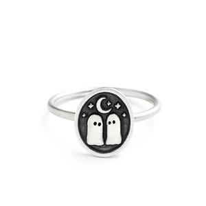 Handmade Sterling Silver Ghost Ring: Halloween Gothic Jewelry