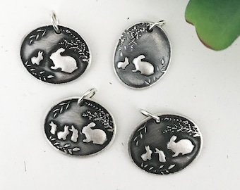 Mama Bunny with baby Bunnies Necklace