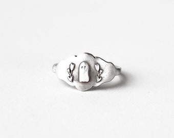 Sweet & Spooky Tiny Ghost in the Garden Ring Perfect for any Spooky Season- Halloween, October, Autumn/Fall. Romantic Halloween Jewelry