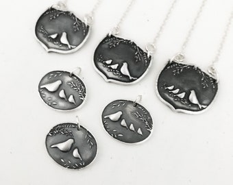 Mother Bird Family Necklace with FREE Customization with Initials and the amount of Children in the Family.