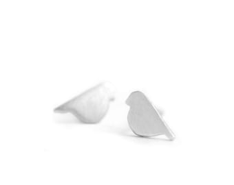 Sterling Bird Post Earrings with Bright White Finish