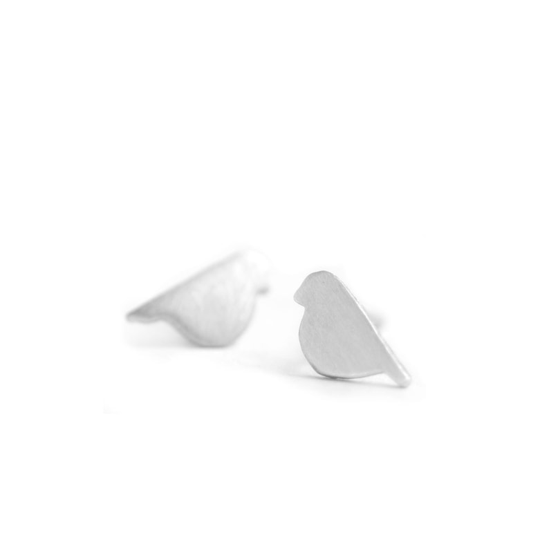 Sterling Bird Post Earrings with Bright White Finish image 1