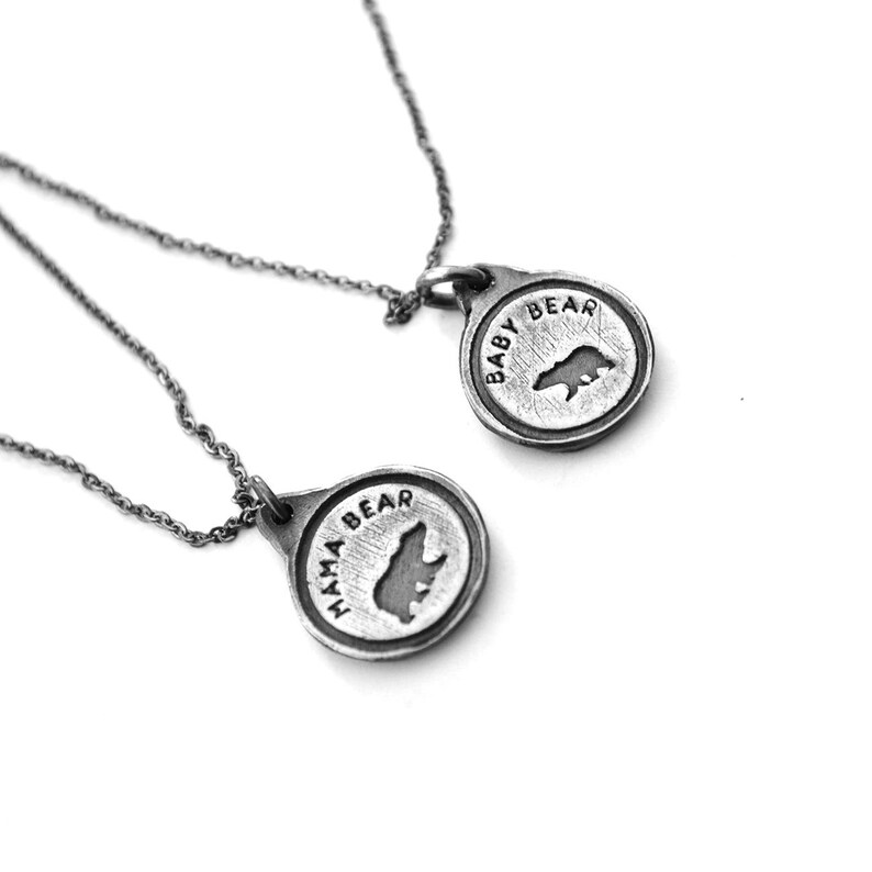 Mother Bear & Baby Bear Necklace Set Mommy and Me Necklace Etsy
